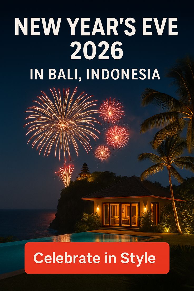 Fireworks over a Bali beach