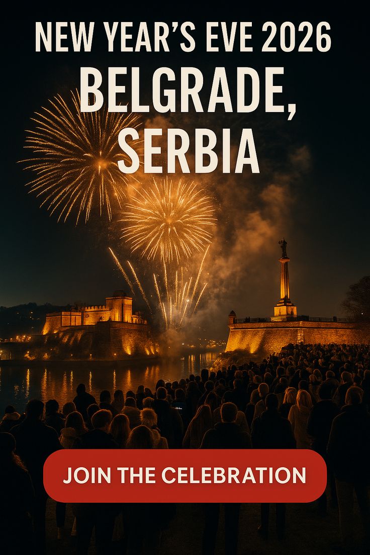 Belgrade New Year fireworks over the river